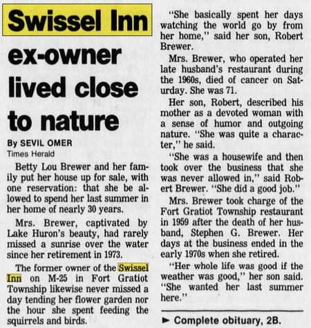 Swissel Inn - June 1991 Former Owner Passes Away (newer photo)